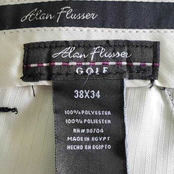 ALAN FLUSSER Black Dress Slacks Golf Pants, 38x34 - Picture 5 of 7